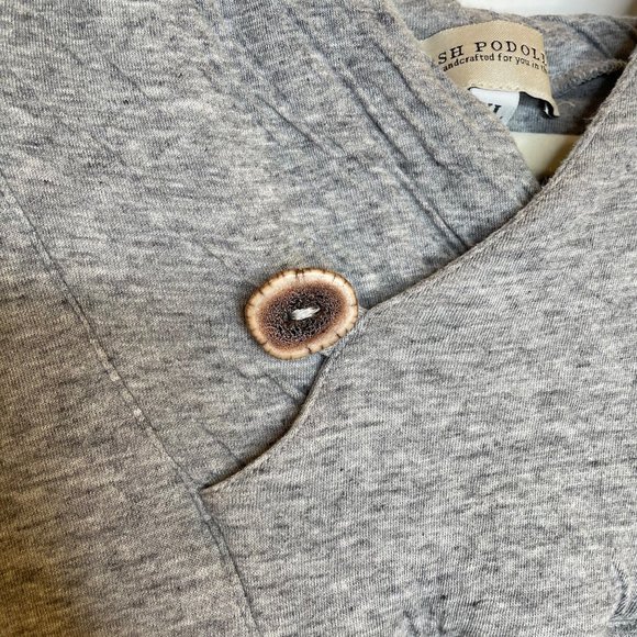 Josh Podoll Grey Crinkle Button Neck Hoodie, XL - Picture 6 of 8